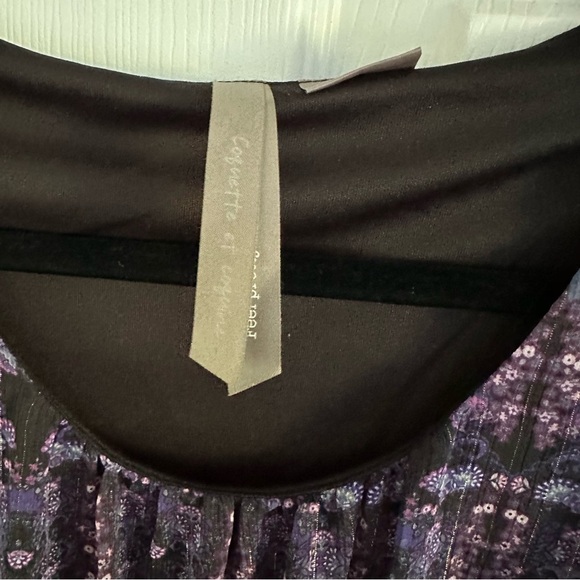 Size 1X Additionelle Black and Purple Printed High Low Hem Midi Dress - Picture 4 of 4